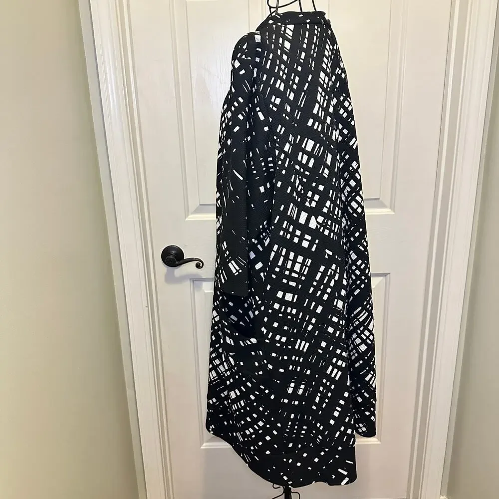 CHRIS MCLAUGHLIN 24W A-Line Shift Career Dress Women Black&White Geometric Dress